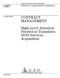 GAO CONTRACT MANAGEMENT High-Level Attention