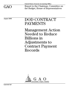 GAO DOD CONTRACT PAYMENTS Management Action