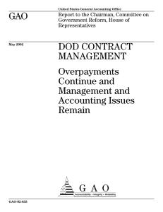 a GAO DOD CONTRACT MANAGEMENT