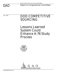 GAO DOD COMPETITIVE SOURCING Lessons Learned