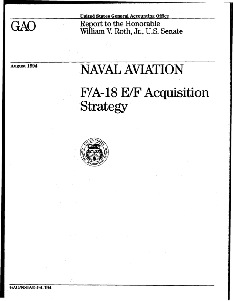 Gao Naval Avl Ation Fa 18 Ef Acquisition Strategy