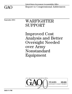 GAO WARFIGHTER SUPPORT Improved Cost