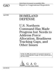 GAO HOMELAND DEFENSE U.S. Northern