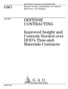 GAO DEFENSE CONTRACTING Improved Insight and