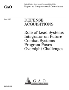 GAO DEFENSE ACQUISITIONS Role of Lead Systems