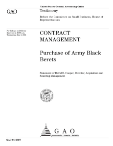 GAO CONTRACT MANAGEMENT Purchase of Army Black