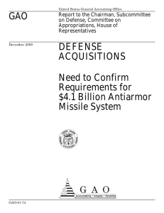 GAO DEFENSE ACQUISITIONS Need to Confirm