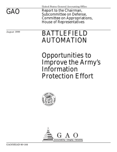 GAO BATTLEFIELD AUTOMATION Opportunities to