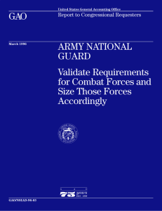 GAO ARMY NATIONAL GUARD Validate Requirements