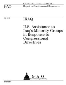 GAO IRAQ U.S. Assistance to Iraq’s Minority Groups