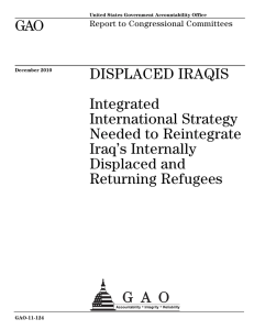 GAO DISPLACED IRAQIS Integrated International Strategy