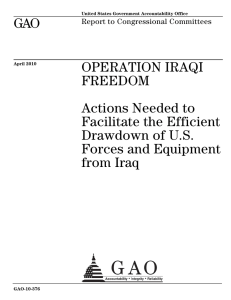 GAO OPERATION IRAQI FREEDOM Actions Needed to