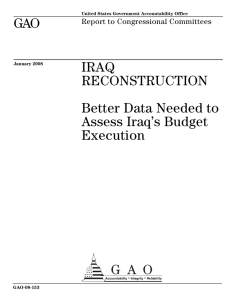 GAO IRAQ RECONSTRUCTION Better Data Needed to