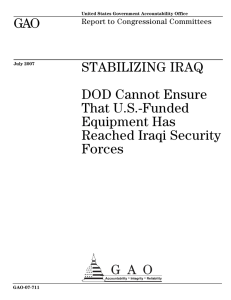 GAO STABILIZING IRAQ DOD Cannot Ensure That U.S.-Funded