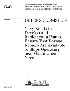 GAO DEFENSE LOGISTICS Navy Needs to Develop and