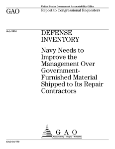 GAO DEFENSE INVENTORY Navy Needs to