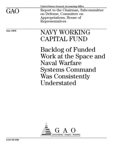 GAO NAVY WORKING CAPITAL FUND Backlog of Funded