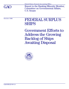 GAO FEDERAL SURPLUS SHIPS Government Efforts to