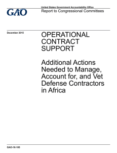 OPERATIONAL CONTRACT SUPPORT Additional Actions