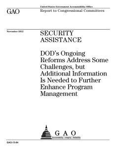 GAO SECURITY ASSISTANCE DOD’s Ongoing