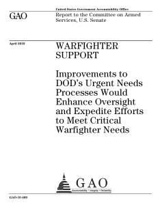 GAO WARFIGHTER SUPPORT Improvements to