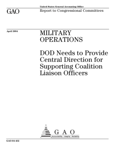 GAO MILITARY OPERATIONS DOD Needs to Provide