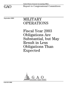 GAO MILITARY OPERATIONS Fiscal Year 2003