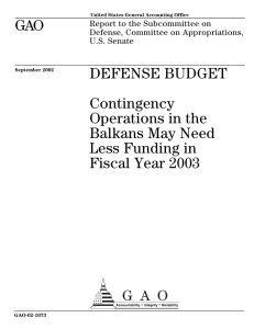 GAO DEFENSE BUDGET Contingency Operations in the