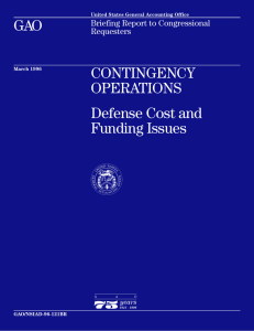 GAO CONTINGENCY OPERATIONS Defense Cost and