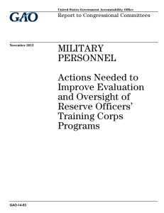 MILITARY PERSONNEL Actions Needed to Improve Evaluation