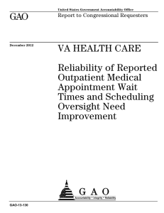 GAO VA HEALTH CARE Reliability of Reported Outpatient Medical