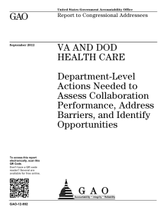 GAO VA AND DOD HEALTH CARE Department-Level