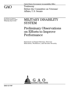 GAO MILITARY DISABILITY SYSTEM Preliminary Observations