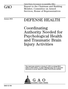 GAO DEFENSE HEALTH Coordinating Authority Needed for