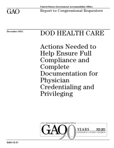 GAO DOD HEALTH CARE Actions Needed to Help Ensure Full