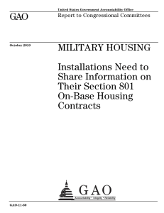 GAO MILITARY HOUSING Installations Need to Share Information on