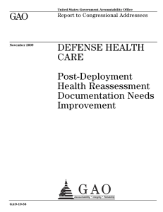 GAO DEFENSE HEALTH CARE Post-Deployment