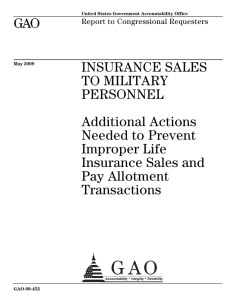 GAO INSURANCE SALES TO MILITARY PERSONNEL