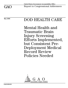 GAO DOD HEALTH CARE Mental Health and Traumatic Brain