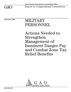 GAO MILITARY PERSONNEL Actions Needed to