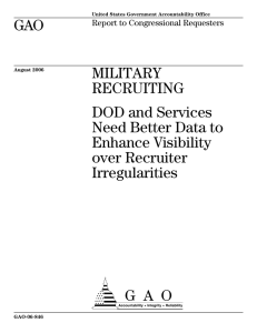 GAO MILITARY RECRUITING DOD and Services
