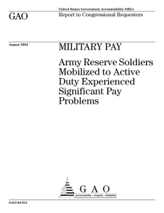 a GAO MILITARY PAY Army Reserve Soldiers