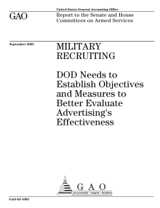 GAO MILITARY RECRUITING DOD Needs to