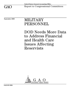 GAO MILITARY PERSONNEL DOD Needs More Data