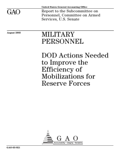 GAO MILITARY PERSONNEL DOD Actions Needed