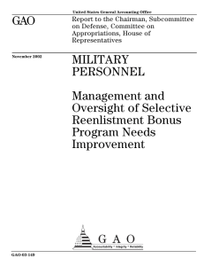 GAO MILITARY PERSONNEL Management and