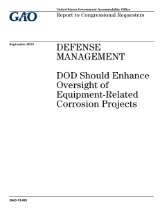 DEFENSE MANAGEMENT DOD Should Enhance Oversight of