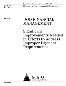 GAO DOD FINANCIAL MANAGEMENT Significant