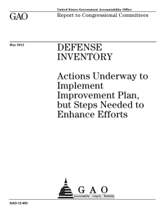 GAO DEFENSE INVENTORY Actions Underway to