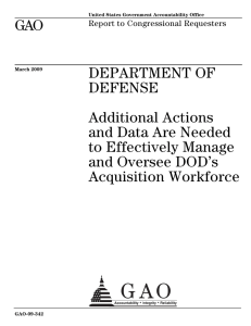 GAO DEPARTMENT OF DEFENSE Additional Actions